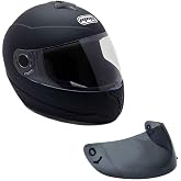MMG Adult Full Face Motorcycle Helmet, Street Bike, Matte Black, Medium | Polycarbonate/ABS full-face, clear + spare smoked shield. Adjustable vents, washable liner, D-ring strap. DOT FMVSS-218.