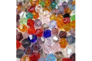 XinBoWen DIY 4mm 1000Pcs Bulk Faceted Bicone Crystal Glass Beads with Container Box Beads for Making Jewelry (Mixed Colors)