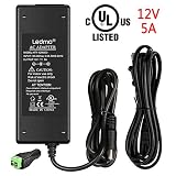 LEDMO 12V 5A 60W AC DC Power Supply Adapter [UL Listed] Power Adapter AC 100-240V to DC 12V Transformers US Plug Power Converter Power Supply LED Driver for LED Strip Light, Tape Light, Rope Light