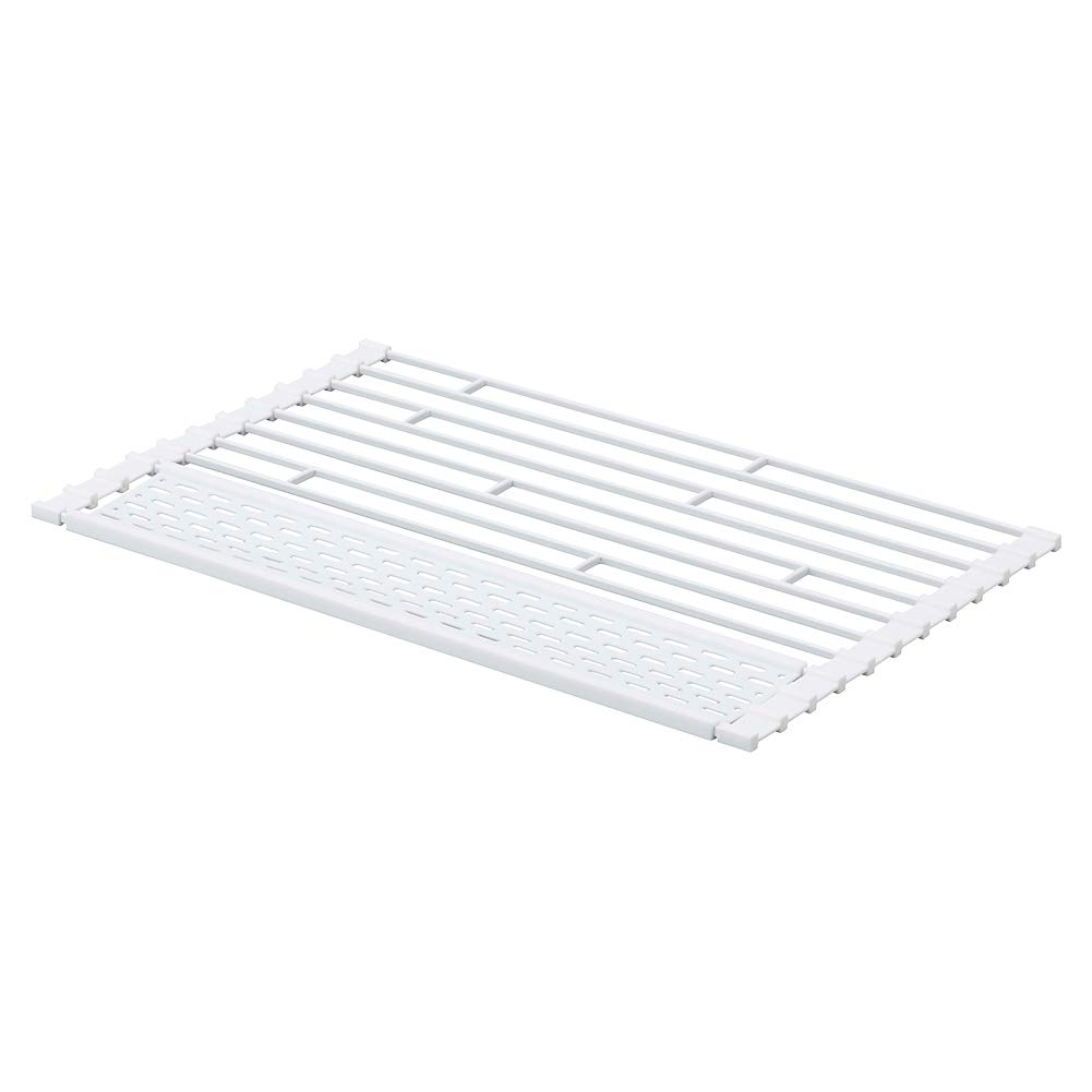 YAMAZAKI 5057 TOWER Foldable Drainer, white, Steel/Silicone, Minimalist, 42 x 26 x 0.8 cm
