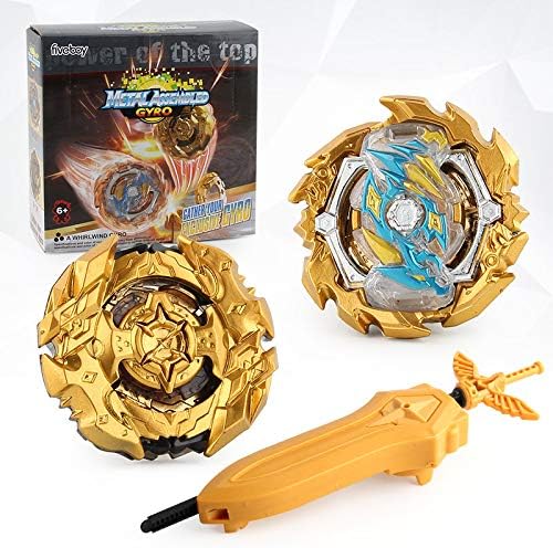 TOPSPEEDGYRO Bey Burst Gaming Top B-128 Super Z Remodeling + B-133 ACE Dragon.st.Ch with Launcher Grip (Gold)