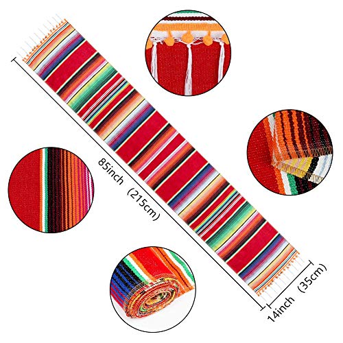 AerWo Mexican Table Runner Upgraded Serape Table Runner, Handwoven
