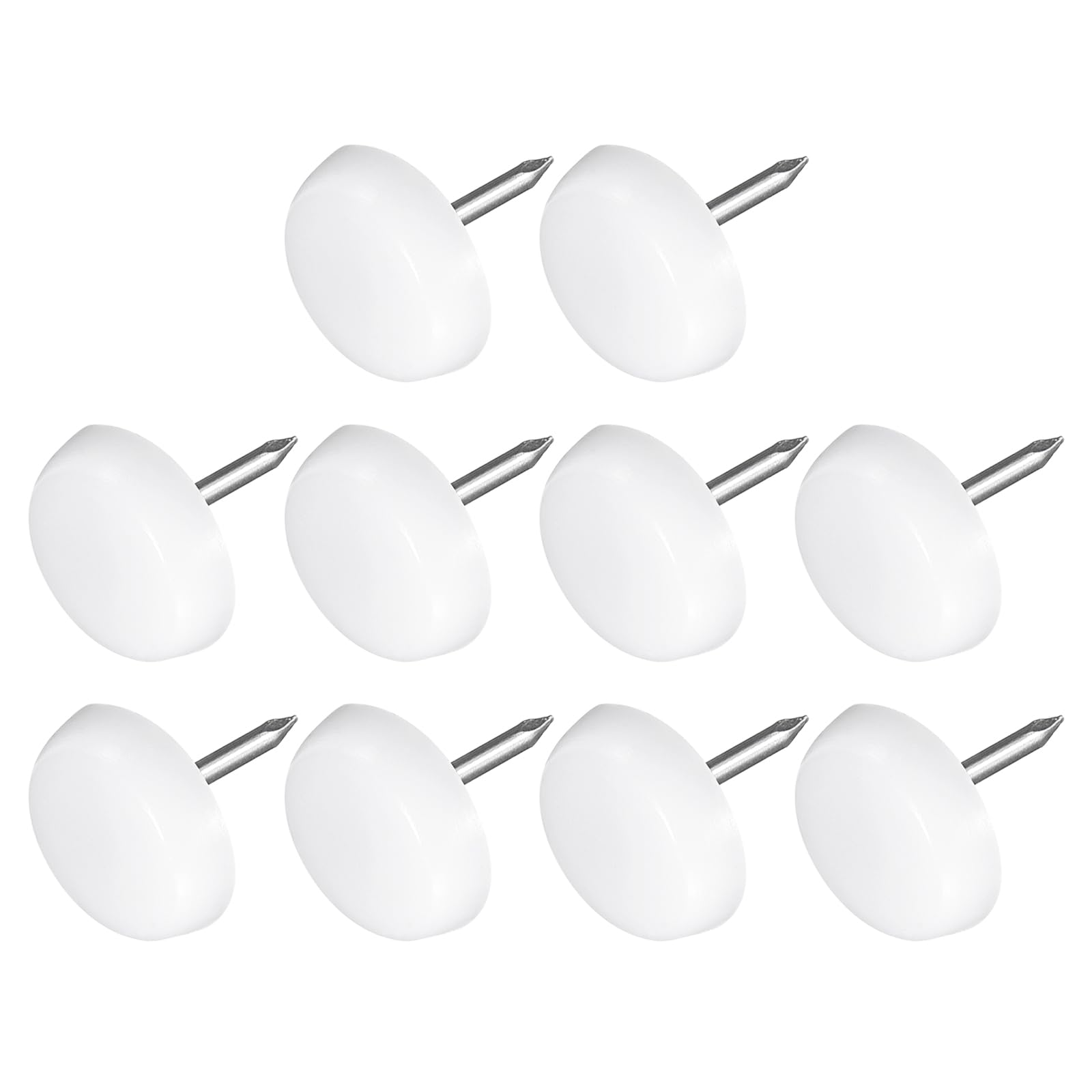 METALLIXITY Furniture Feet Nail (16mm/0.63in) 10Pcs, Plastic Round Chair Glides Sliders - for Chairs Sofa Furniture Sliders Protector Pad, White