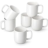 vancasso Porcelain Coffee Mugs Set, 12 oz Ceramic Coffee Cups for Latte Hot Tea Cappuccino Cocoa Milk Cups Set of 6, Dishwasher & Microwave Safe, White