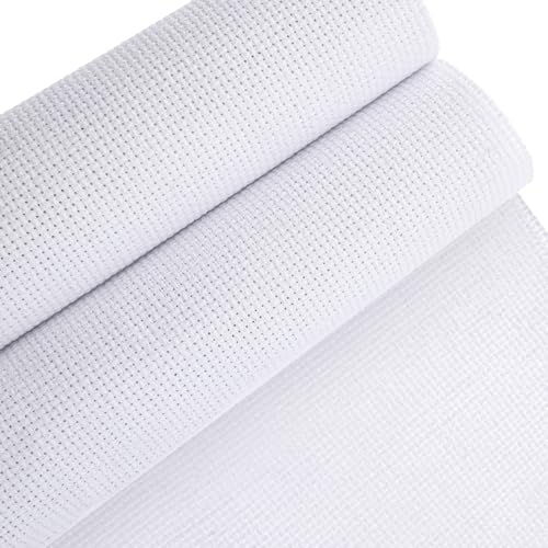 2 Pcs Aida Cloth 14 Count 19.7x19.7'' Big Size Cross Stitch Fabric White Buckram Mesh Embroidery Fabric Classic Reserve Cross Stitch Aida Cloth Crossstitch Supplies for Home DIY Embroidery