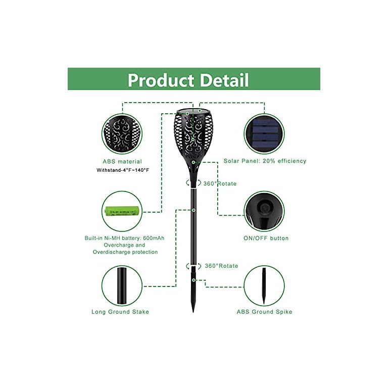4 Stück Solarleuchten Garten Außen, Swonuk Solar Flammenlicht mit