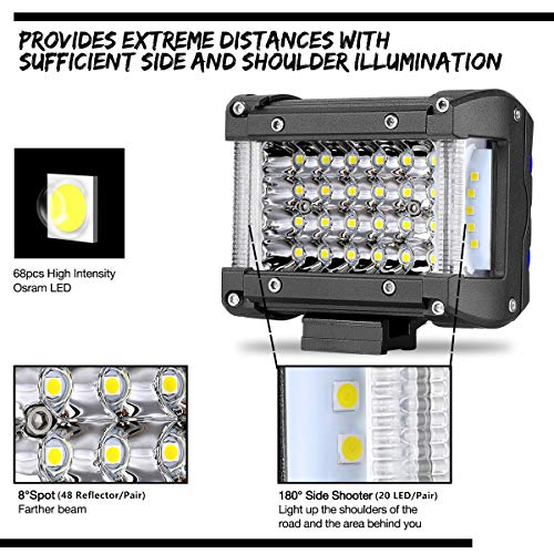 image for Side Shooter LED Pods Swatow Industries 2PCS 170W 4 Inch Quad Row LED 