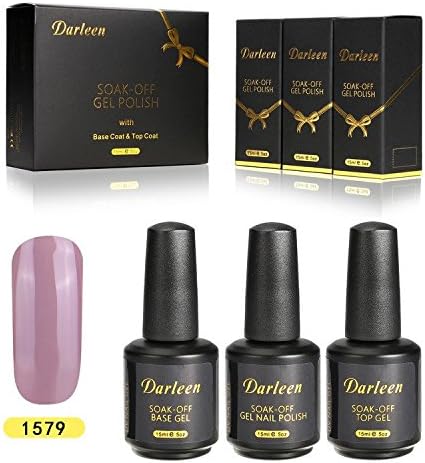Darleen Gel Nail Polish with Base and Top Coat Kit 3 Pcs Gelpolish Soak Off UV LED Bling Gelish Series 1579 My Nightly Craving