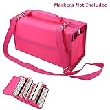 NIUTOP 80 Slots Marker Pen Case Markers Carrying Bag Holder for Primascolor Marker and Copic Sketch Marker, Permanent Paint Marker, Dry Erase Marker, Repair Marker Pen, Color Highlighter