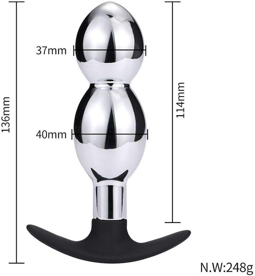 WDQ Silver Metal Stainless Steel Silicone Handle Hand-held Pleasure Amal Plūg