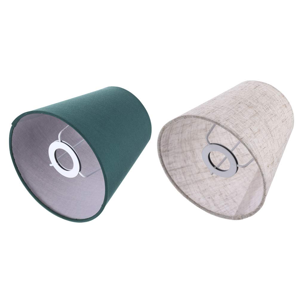 Uonlytech E27 Bulb 2pcs Small Lamp Shade Linen Fabric Clip On Bulb Lampshade Cloth Cover Replacement Chandelier Protector for Wall Candle Bulbs Assorted Color Green Candlesticks
