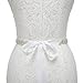 Remedios Crystal Satin Bridal Sash Wedding Belt for Wedding Party Prom Dress, White