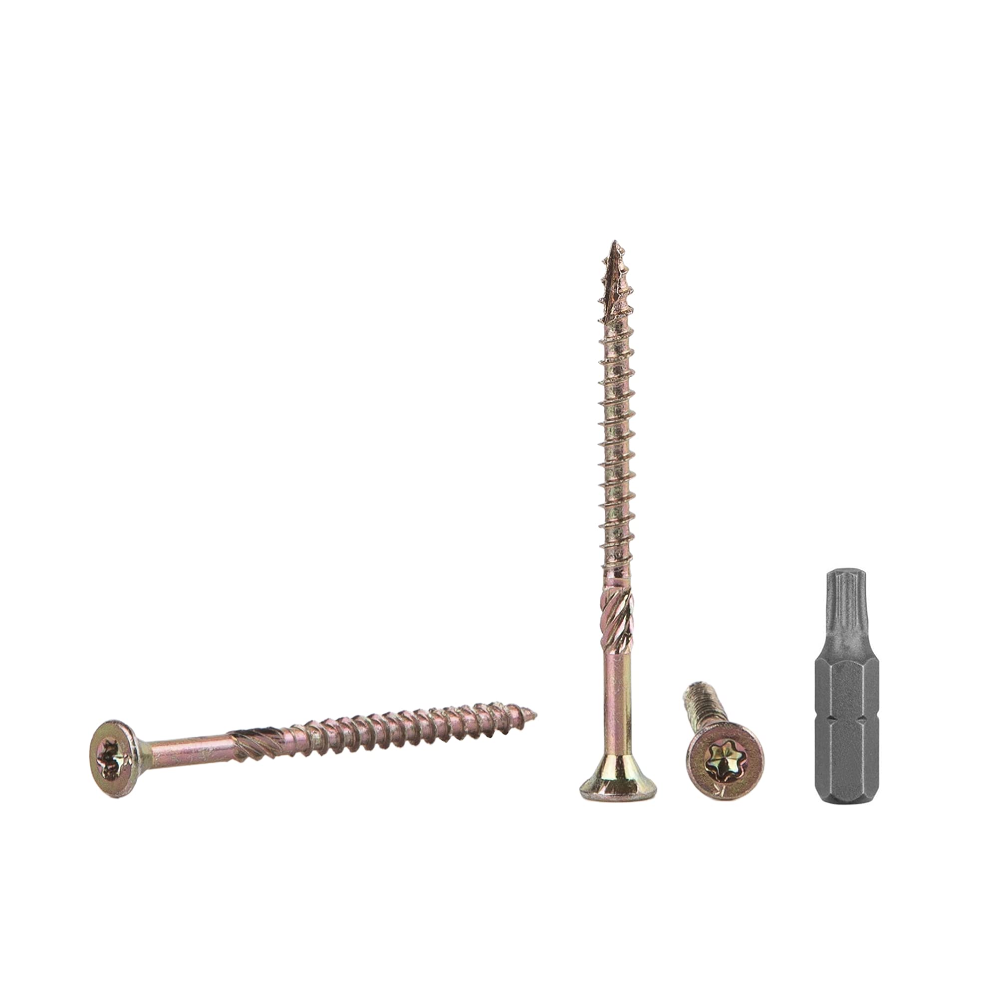 (Pack of 100 pcs) Yellow Zinc Plated Steel 5.0 x 70 mm Wood Screws, Torx Head, Type 17, Countersunk Head, Chipboard Screws (100, 5.0 x 70 mm)