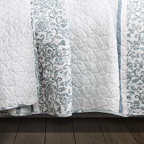 100% Cotton Blue Nisha 3 Piece Quilt Set for Full/Queen Beds