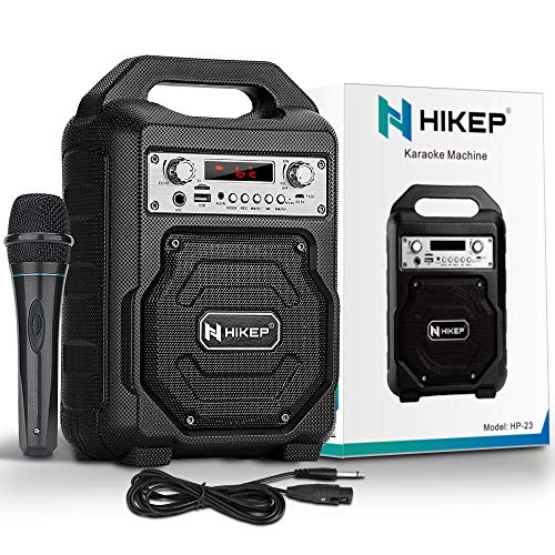 HIKEP Portable Karaoke Machine for Kids Adults, Bluetooth Speaker with Wired Microphone for