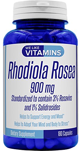 Rhodiola Rosea 900mg Standardized - 180 Capsules Max Strength Best Value Rhodiola Supplement Standardized to 3% Rosavins & 1% Salidrosides