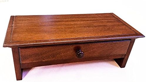 Wood Monitor Stand with Drawer and Cubby in MAHOGANY - Medium size