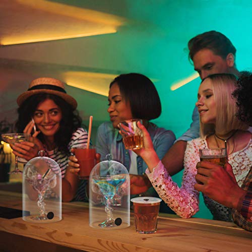 Smoking Gun Accessory Set, 11 PCS, Food Smoke Infuser Accessories - Disk Lid and Cocktail Ball Glass with Straw for Drink Smoker, Dome for Cold Smoke, Smoking Cloche for Drinks, 7 Flavors Wood Chips