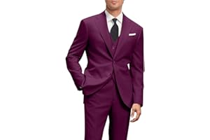 Amyox Men's Slim Fit 3 Piece Suit Two Button Business Wedding Dress Tux Suit Set Jacket Vest Pants with Tie