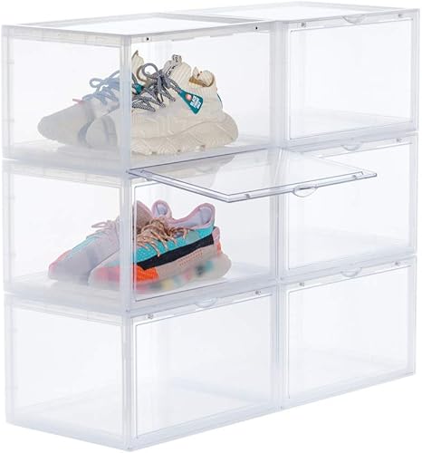 Amazon 八番屋 シューズボックス 収納ボックス シューズラック 靴棚 靴収納 玄関収納 下駄箱 大容量 クリア ホワイト6個セット シューズ ボックス オンライン通販