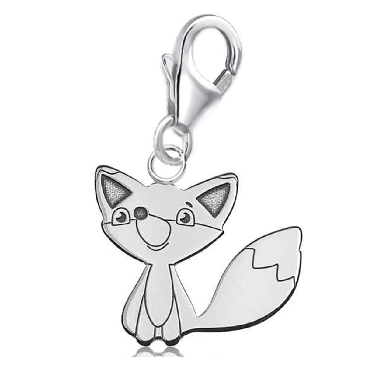 Animal Charm Pendant for Charm Bracelet 925 Sterling Silver for Children Girls Baby Women Fox 13 x 15 flat