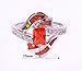 CiNily White Gold Plated Created Orange Fire Opal Rings Size 5-12
