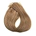 Clip in Human Hair Extensions Golden Brown 15 inches 70g Clip on for Fine Hair Full Head 7 Hair Piece Silky Straight Long Weft Remy Hair for Women