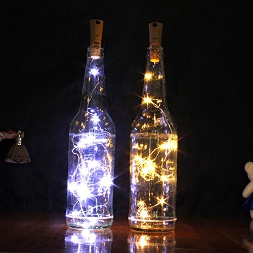 Wine Bottle Lights -3Pcs White and 3Pcs Warm White Colors LED Wire String Lights for Bottle DIY,Party,Decor,Halloween,Holiday,Wedding or Mood Lights