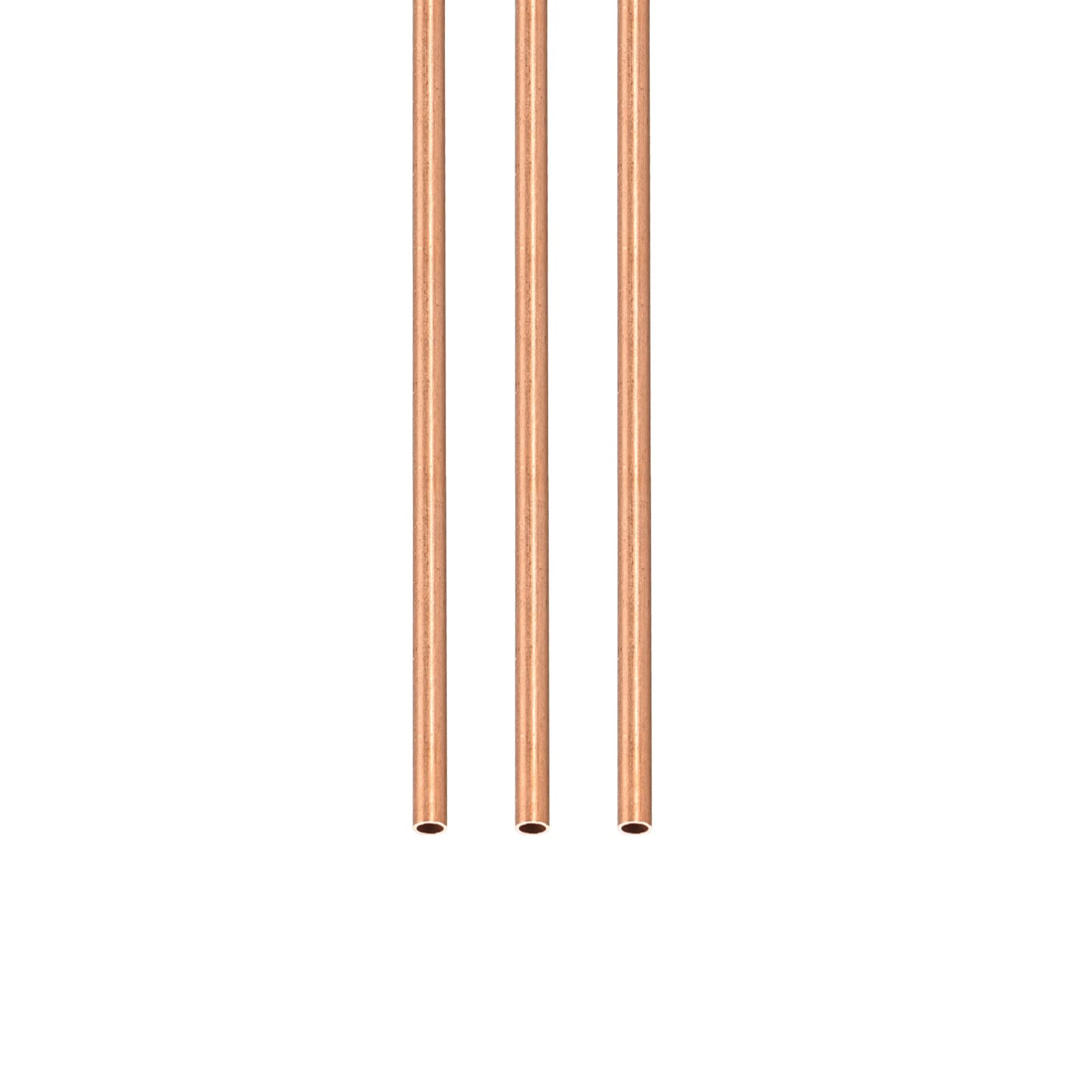 DTGN 2mm x 0.2mm x 300mm(ODxWall TXL) Copper Tube - 3Pack - Good for Machinery Equipment DIY Decorative Frame - Round Metal Tubing