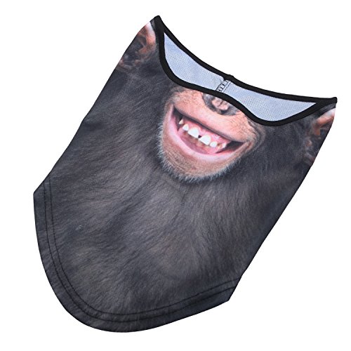 JIUSY 3D Animal Neck Gaiter Neck Warmer Windproof Face Mask Windproof Protection Cover for Ski Snowboard Snowmobile Cycling Motorcycle Riding Halloween Party Outdoor Activities Men Chimpanzee Smile
