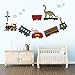 decalmile Animal Train Wall Decals Dinosaur Elephant Giraffe Wall Stickers Removable Kids Room Wall Decor for Baby Nursery Childrens Bedroom Playroom