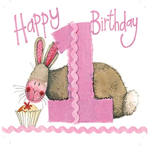 Alex Clark Happy 1st Birthday Rabbit Card