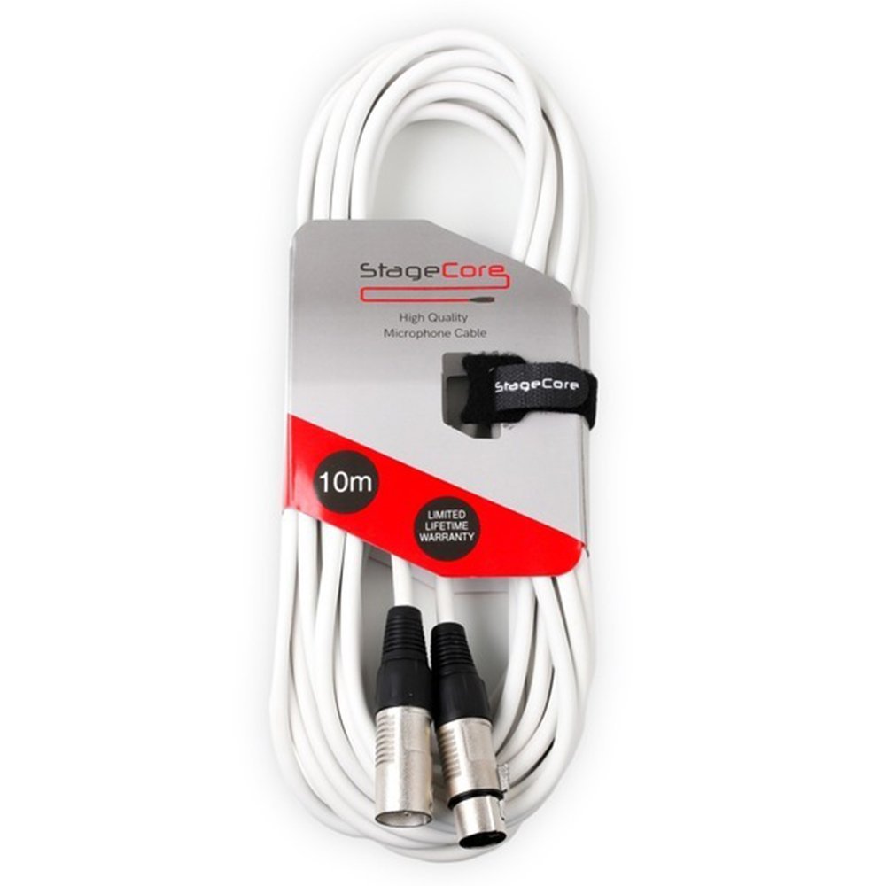 Stagecore Balanced XLR Male - XLR Female Microphone Cable / Lead, White, 10m