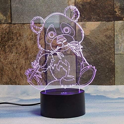 HPBN8 Ltd 3D Panda Night Light USB Touch Switch Decor Table Desk Optical Illusion Lamps 7 Color Changing Lights LED Table Lamp Xmas Home Love Brithday Children Kids Decor Toy Gift