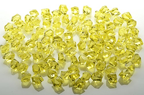 WGV Acrylic Ice Rock Crystals Treasure Gems for Table Scatters, Vase Fillers, Wedding, Banquet, Party, Event, Birthday Decor (Approx 150 pcs per Bag), 1 Bag, 1 Pound, Yellow