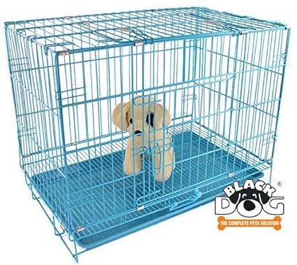 BLACK DOG Pet House All Small Pets Cage, Single-Door Folding Metal Dog/Cat/Rabbit Cage with Paw Protector (18-inch)