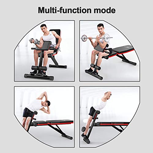 CANMALCHI-Verstellbare-Trainingsbank-Sitzbank-geneigte-Gewichtsbank-fuer-Heimgymnastikuebungen-Ganzkoerpertraining-4in1-Multifunktionale-Fitnessbank