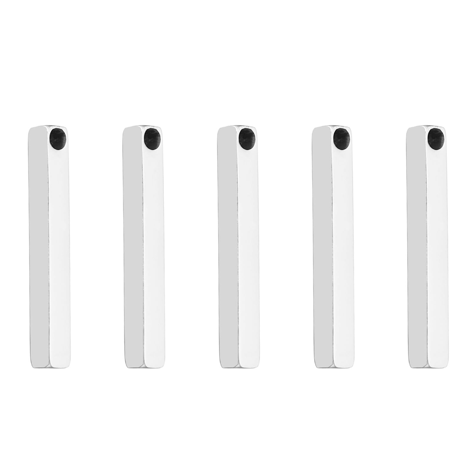 PATIKIL 5pcs Metal Stamping Blanks, Rectangle Stamping Tags Blanks 38x5mm DIY Aluminum Steel Tag Solid Bar for Necklace Keychain Engraving Craft, Silver
