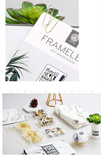 MultiBey Gold Paper Clips in Elegant Magnetic Marble White Clip Holder, 28mm, 100 Clips per Box - Thumbnail 5