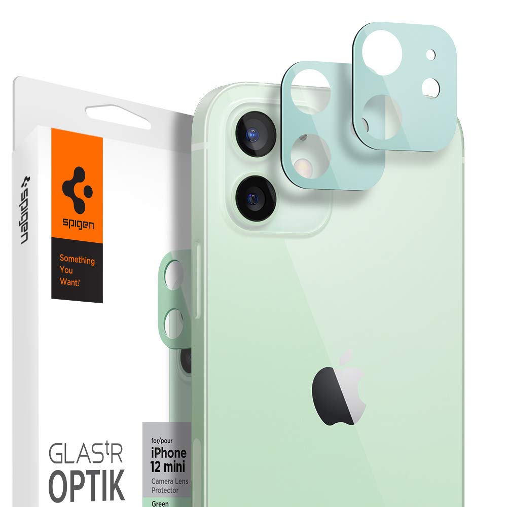 Spigen Glas.tR Optik Tempered Glass Camera Lens Protector for iPhone 12 Mini - Green 2 Pack