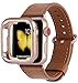Apple Watch Band 38mm - PEAK ZHANG Women Light Brown Genuine Leather Replacement Wrist Strap with Gold Metal Clasp for Iwatch Series 3 Gold
