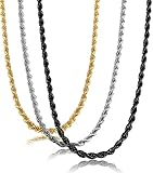 Jstyle Jewelry 4mm Mens Womens Stainless Steel Twist Chain Necklace Rope Link 3 Pcs a Set 18 Inch
