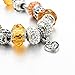 Long Way® Silver Plated Snake Chain Glass Crystal Beads Heart Charm Bracelet for Women (Yellow)