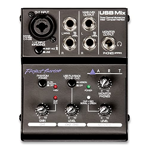 ART USBMix 3 Channel USB Mixer w/ Audacity Recording Software