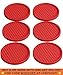 Large Drink Coasters - Absorbs Moisture and Prevents Table Damage, Modern Red Rubber Coaster with Non-Slip Bottom for Drinking Glasses, 6 Pack