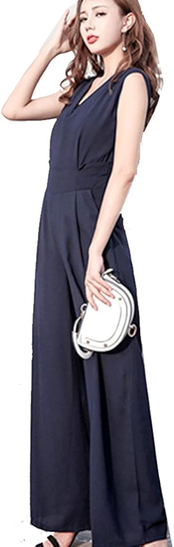 Amazon Dengding パーティードレス ロング丈 オールインワン サロペット バックスリット ノースリーブ パンツドレス レディース 結婚式 コンビネゾン シフォン 卒業式 母 ワンピース チュニック 通販