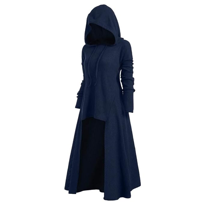 MCYs Damen Vintage Steampunk Lange Mantel mit Kapuze Übergröße Gotischen Bluse Oberteile Strickjacke Umhang
