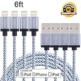 Sunnest iPhone Cable, 4 Pack 6FT Lightning Charger Cord Nylon Braided for iPhone 7, 7 plus, SE, 6s, 6s plus, 6plus, 6, 5s 5c 5, iPad Mini, Air, iPad 5, iPod on iOS9