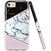 JAHOLAN Black Geometric Pink Marble Design Black Bumper Glossy TPU Soft Rubber Silicone Cover Phone Case Compatible with iPhone 7 iPhone 8 iPhone 6 6S