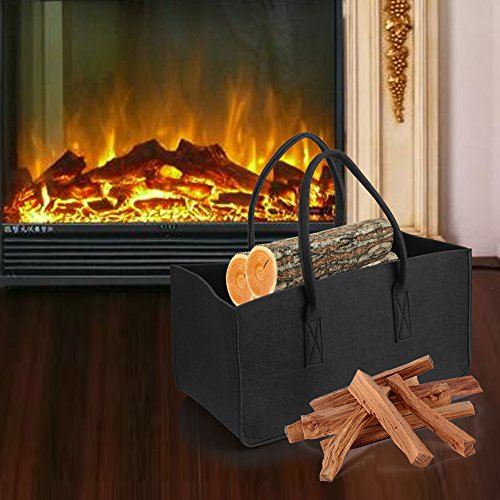 Delaman Felt Firewood Wood Bag Carrier Outdoor Camping Log Totes Holder Storage